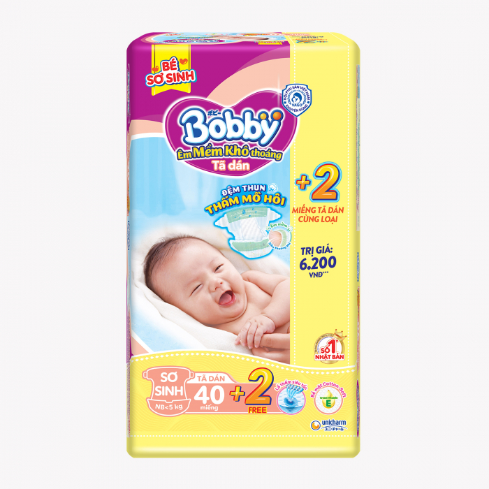 Bỉm - Tã dán Bobby sơ sinh 42 miếng (cho bé <5kg)