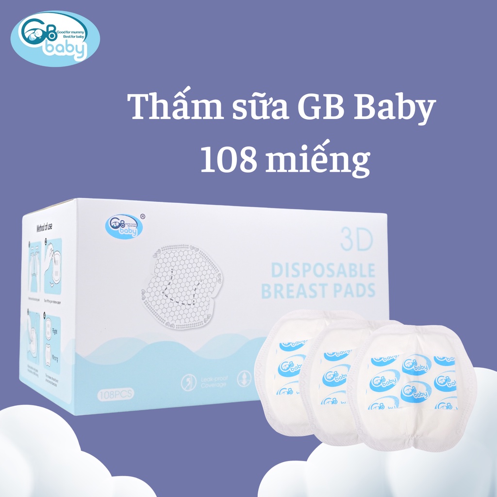 Miếng lót thấm sữa GB-Baby tấm lót hút sữa siêu thấm chống tràn tiện ích gói 24 miếng 48 miếng và 108 miếng